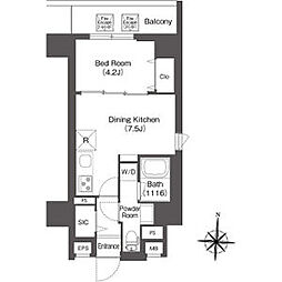 つくばエクスプレス 南千住駅 徒歩3分の賃貸マンション 6階1DKの間取り