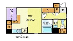 JR総武本線 馬喰町駅 徒歩4分の賃貸マンション 4階ワンルームの間取り