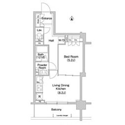 都営新宿線 森下駅 徒歩7分の賃貸マンション 6階1LDKの間取り