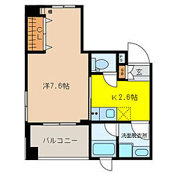 東武亀戸線 小村井駅 徒歩7分の賃貸マンション 2階1Kの間取り
