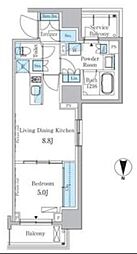 都営大江戸線 蔵前駅 徒歩5分の賃貸マンション 14階1LDKの間取り
