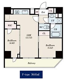JR総武線 浅草橋駅 徒歩3分の賃貸マンション 8階2LDKの間取り