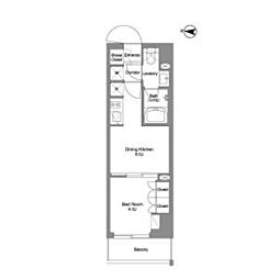 東京メトロ日比谷線 三ノ輪駅 徒歩8分の賃貸マンション 5階1DKの間取り