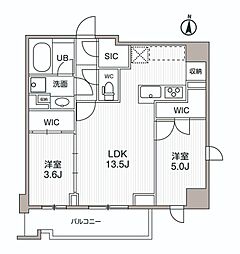 シーズンフラッツ両国サウス 2LDKの間取図画像