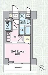 都営浅草線 東日本橋駅 徒歩7分の賃貸マンション 6階1Kの間取り