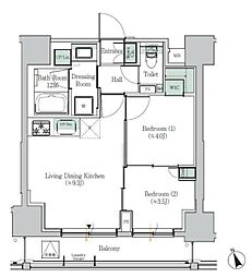 ONEROOFRESIDENCE浅草橋 2LDKの間取図画像
