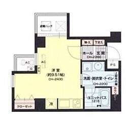 グランシャス浅草橋ル・リオン 1Kの間取図画像