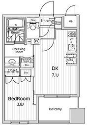 ビエラコート日本橋久松町 1DKの間取図画像