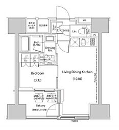 ザ・パークハビオ人形町レジデンス 1LDKの間取図画像