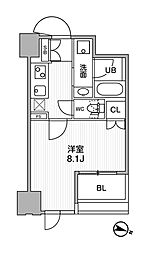 東神田テラスレジデンス 1Kの間取図画像
