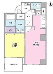 KwaveTANIGAMI 1LDKの間取図画像