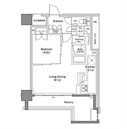 ザ・パークハビオ日本橋馬喰町 1LDKの間取図画像