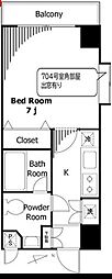 HumanHeim蔵前 1Kの間取図画像