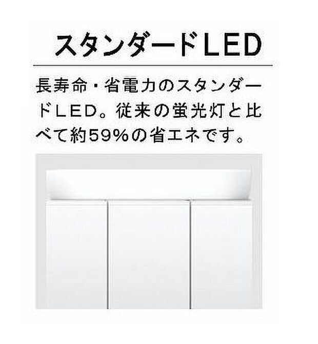 スタンダードLED:長寿命・省電力のスタンダードLED。従来の蛍光灯と比べて約59%の省エネです。