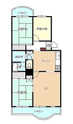 第三みつわ台ハイツF棟 3DKの間取図画像