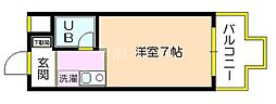 サンロイヤルイワモト 4階1Kの間取り