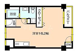 西田ビルディング 6階ワンルームの間取り