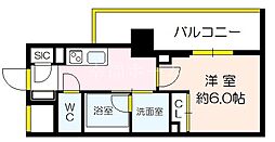 セルン新町 6階1Kの間取り