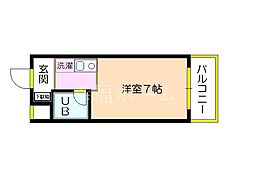 サンロイヤルイワモト 4階1Kの間取り