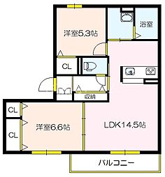 第三シンワマンション 2LDKの間取図画像