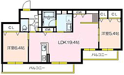 シンワマンションアインス 2LDKの間取図画像