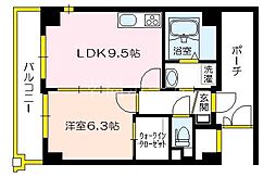 パルグレイス鴫野 1LDKの間取図画像