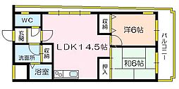 高殿810 2LDKの間取図画像