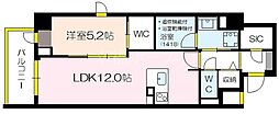 ロイヤルパークヒルズ上町 1LDKの間取図画像