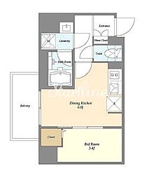 グランカーサ菊川 10階1DKの間取り