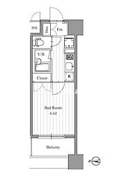 プライマル森下 14階1Kの間取り