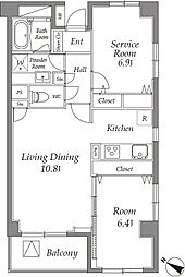 カスタリア目黒 1階1SLDKの間取り