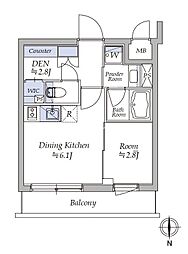 イプセ四谷三丁目 3階1DKの間取り