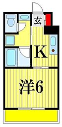 東武野田線 大宮公園駅 徒歩6分の賃貸マンション 2階1Kの間取り