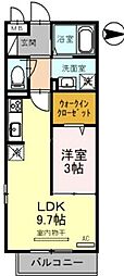 JR川越線 西大宮駅 徒歩7分の賃貸アパート 3階1LDKの間取り