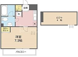 JR埼京線 与野本町駅 徒歩5分の賃貸アパート 1階1Kの間取り