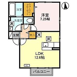 JR川越線 西大宮駅 徒歩9分の賃貸アパート 1階1LDKの間取り