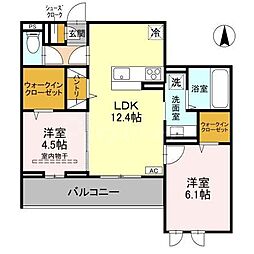 JR川越線 西大宮駅 徒歩11分の賃貸アパート 2階2LDKの間取り