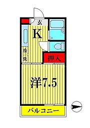 湘南新宿ライン宇須 東大宮駅 徒歩7分の賃貸アパート 2階1Kの間取り