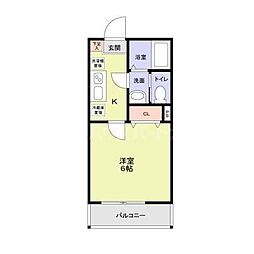 JR川越線 日進駅 徒歩9分の賃貸アパート 1階1Kの間取り