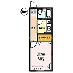 JR川越線 日進駅 徒歩10分の賃貸アパート 2階1Kの間取り