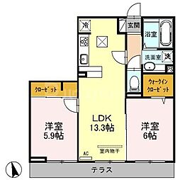 JR京浜東北・根岸線 大宮駅 バス10分 三橋六丁目バス停下車 徒歩11分の賃貸アパート 1階2LDKの間取り
