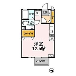 JR京浜東北・根岸線 さいたま新都心駅 徒歩14分の賃貸アパート 2階ワンルームの間取り