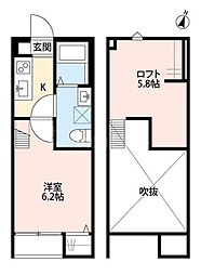 湘南新宿ライン高海 宮原駅 徒歩13分の賃貸アパート 2階1Kの間取り