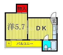 湘南新宿ライン宇須 東大宮駅 徒歩3分の賃貸マンション 2階1DKの間取り