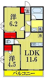 MOCXION KAWA 2LDKの間取図画像