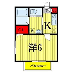 rh Brilliant 2階1Kの間取り