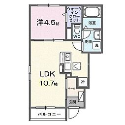 オルタンシア・チェーロ 1階1LDKの間取り