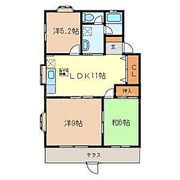 アラージュ・ヴェール 1階3LDKの間取り