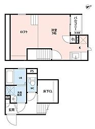 ＣＢ指扇ナコ 2階1Kの間取り