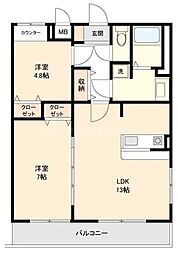 プランドール 2階2LDKの間取り
